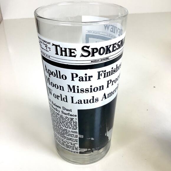 Set of 4 Spokane Daily Chronicle Spokesman Review Newspapers Vtg Bar Glasses - Picture 6 of 12